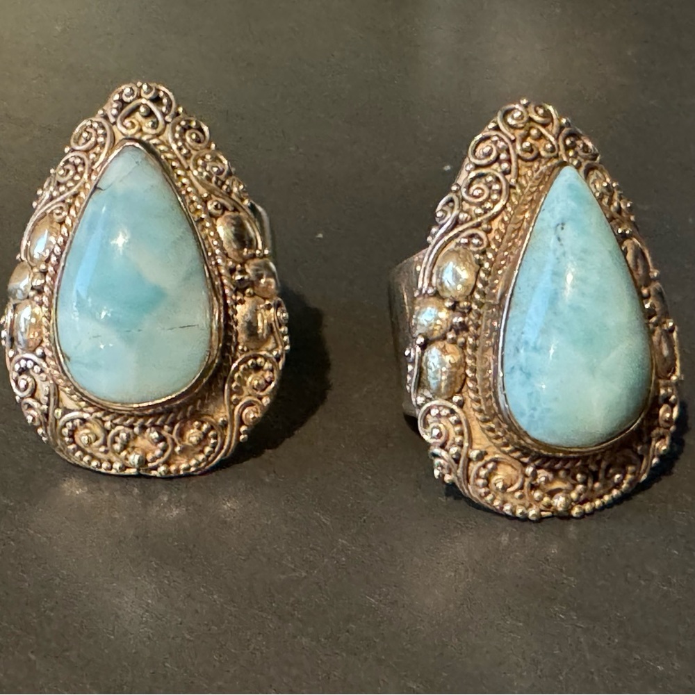 Larimar, Teardrop, Adjustable Ring - image 6